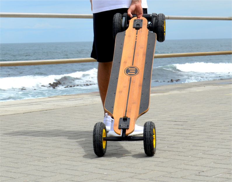 Electric Skateboard - person in black shorts and white shirt holding brown wooden skateboard on beach during daytime