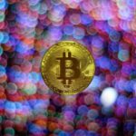 Moon Mining - round gold-colored Bitcoin illustration