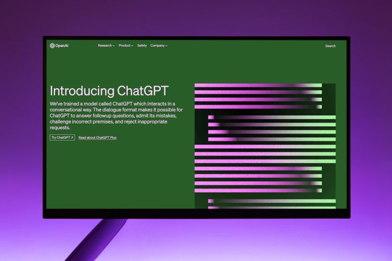 Language AI - a computer screen with a purple and green background